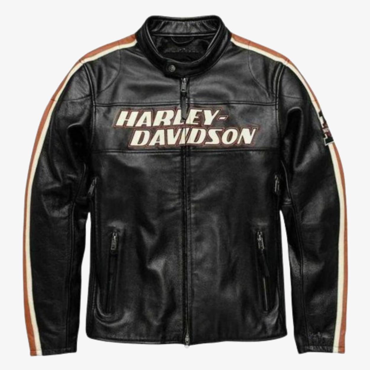 Black Harley Davidson Real Genuine Cowhide Biker Motorcycle Leather Jacket