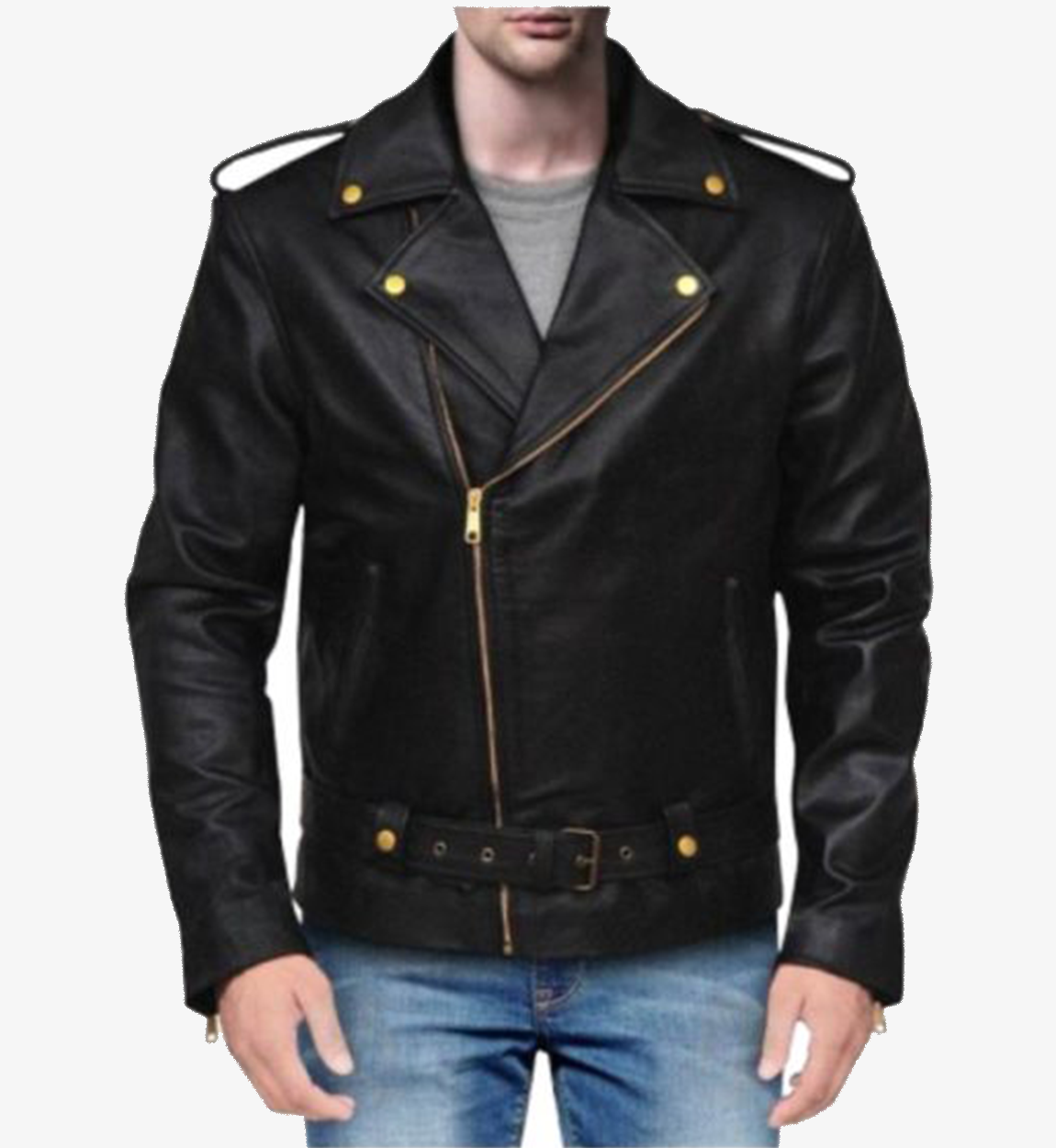 Classic Black Brando Motorcycle Leather Jacket