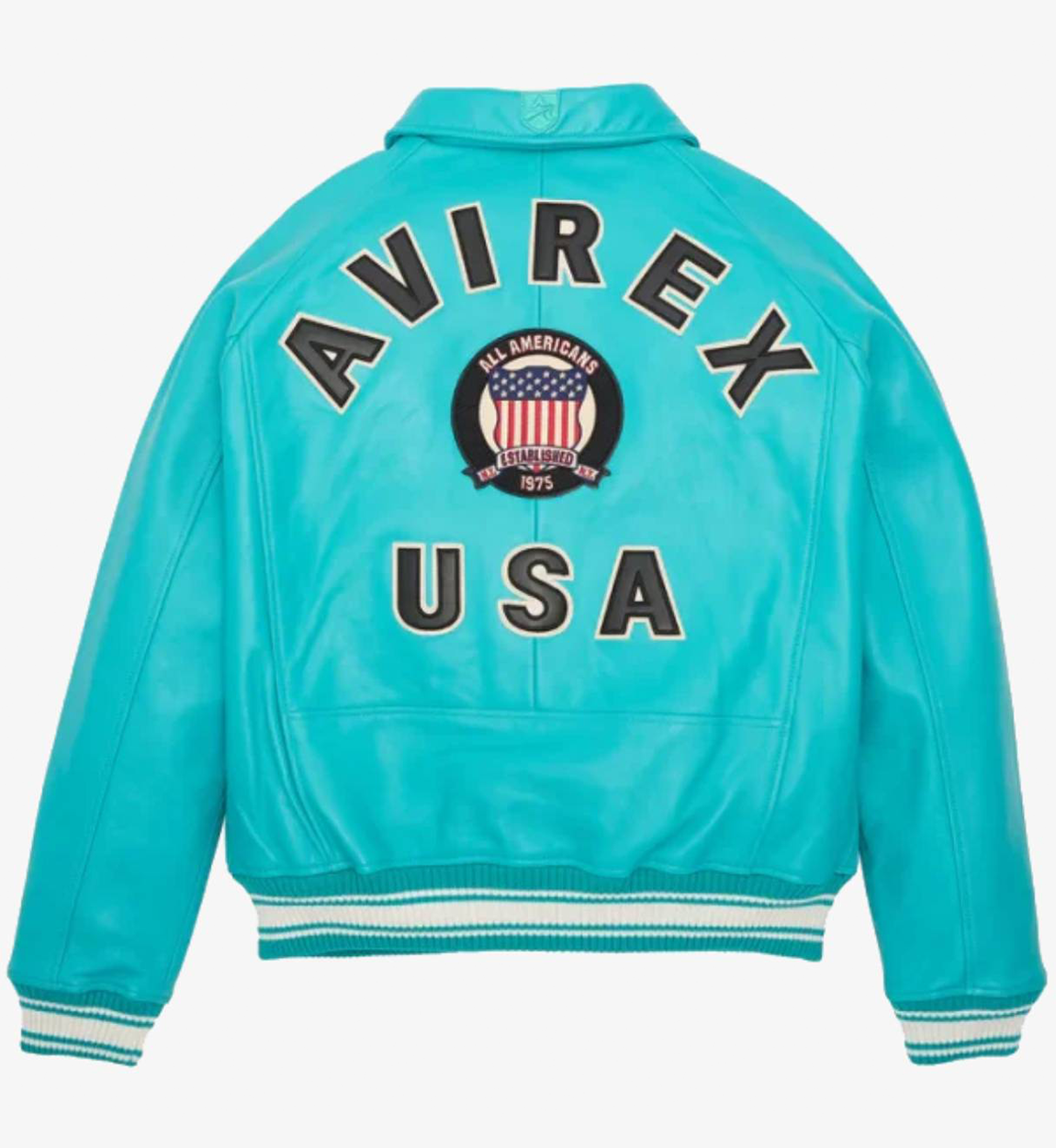 Mens Avirex Turquoise Icon Leather Jacket