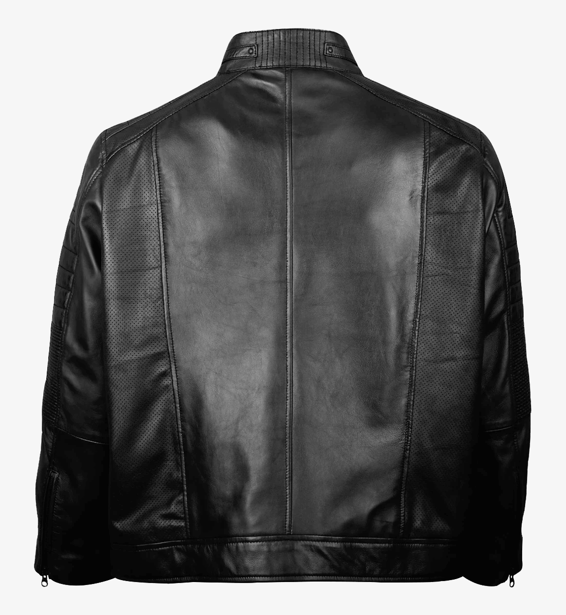 Men's Black Classic Slim Fit Cafe Racer Motorcycle Leather Jacket