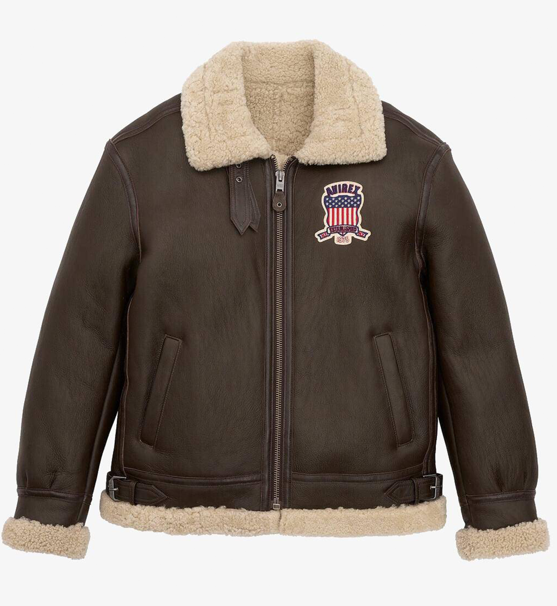 Men's Brown Avirex B3 Shearling Leather Jacket
