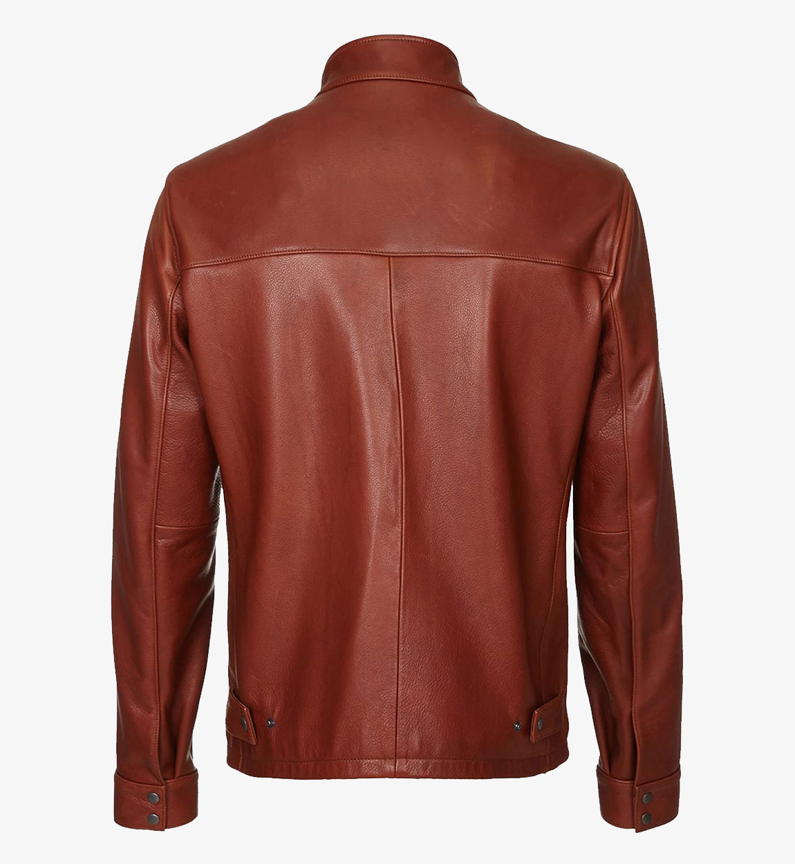 Men's Dark Brown Plain Biker Cafe Racer Leather Jacket