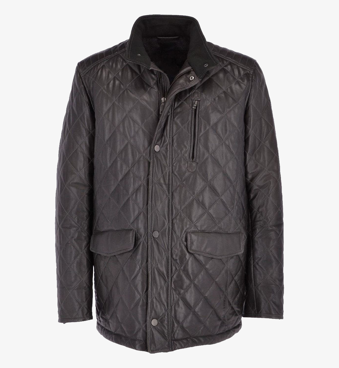 Men's Diamond Quilted Real Leather Coat