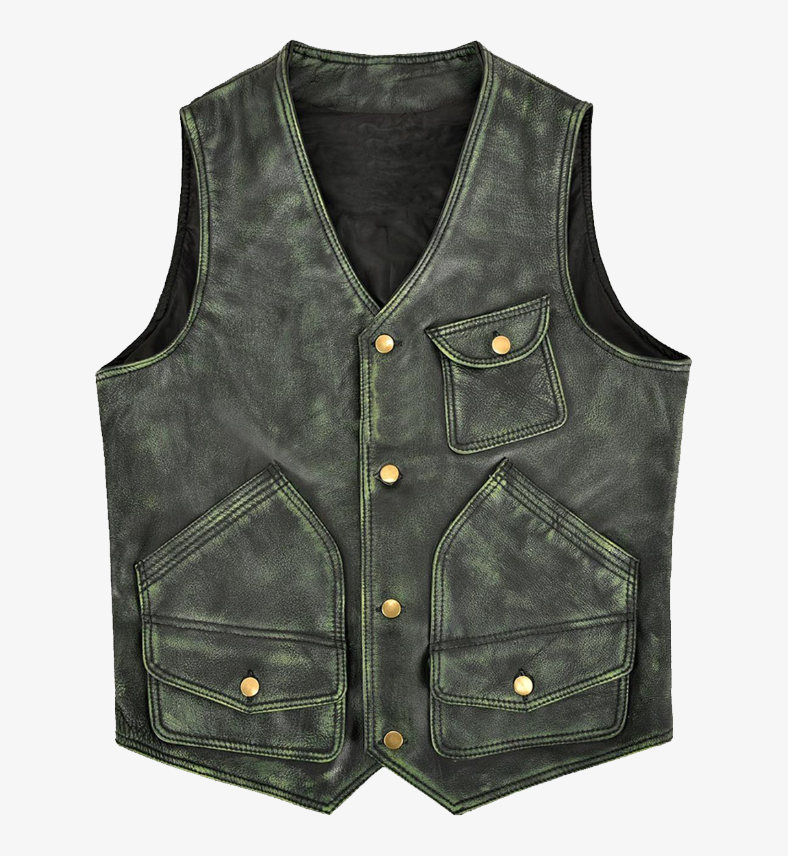 Men's Distressed Green Hunter Leather Vest
