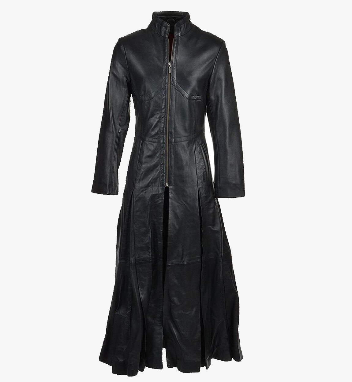 Women's Black Real Sheepskin Gothic Style Long Length Leather Coat