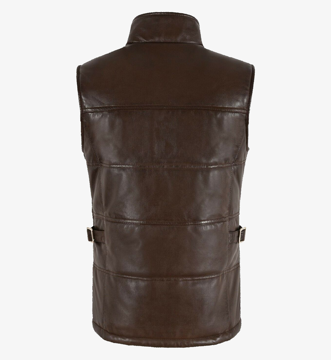Women's Brown Quilted Padded Leather Vest