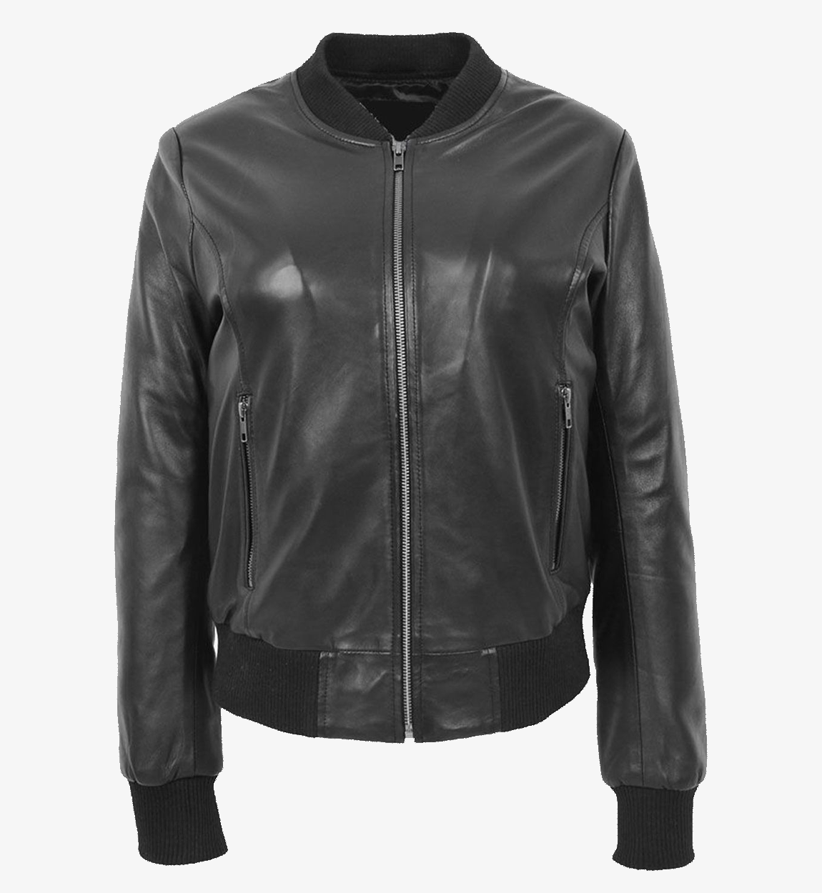 Women's Stylish Black Bomber Leather Jacket