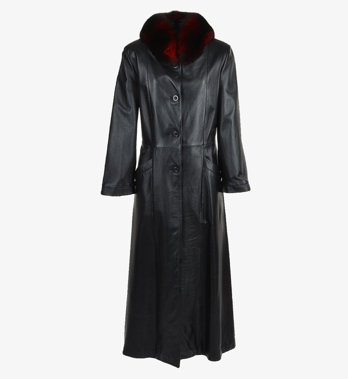 Women's Trench Style Long Length Real Leather Coat