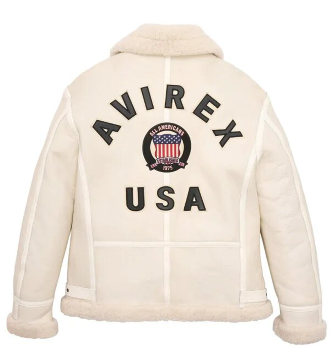 Women's White Sheepskin Avirex B3 Bomber Leather Jacket